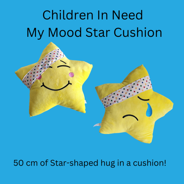 Two My Mood Stars cushions with happy and smiley faces